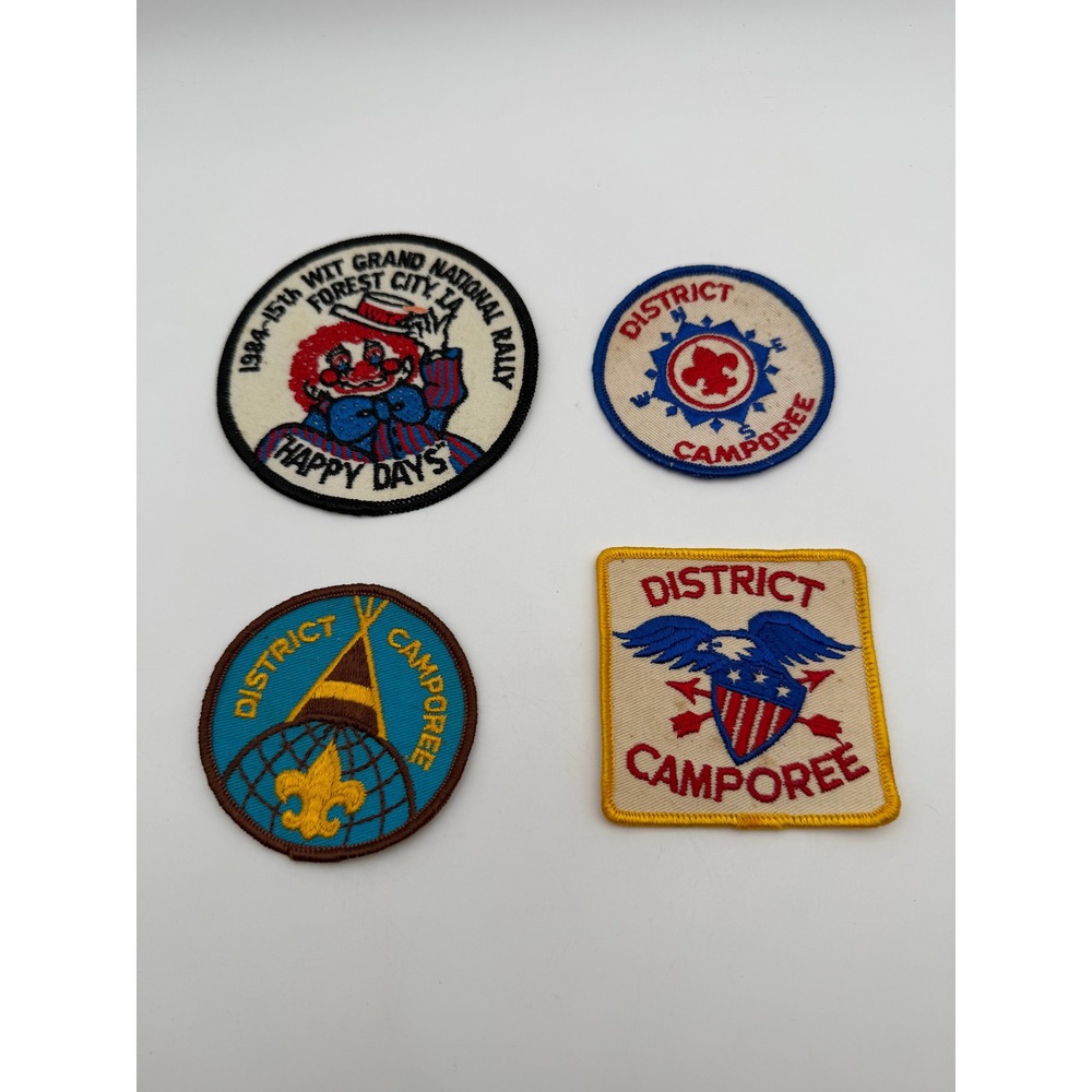 Vintage Boy Scouts District Camporee Patches & 1984 WIT Grand National Rally Lot